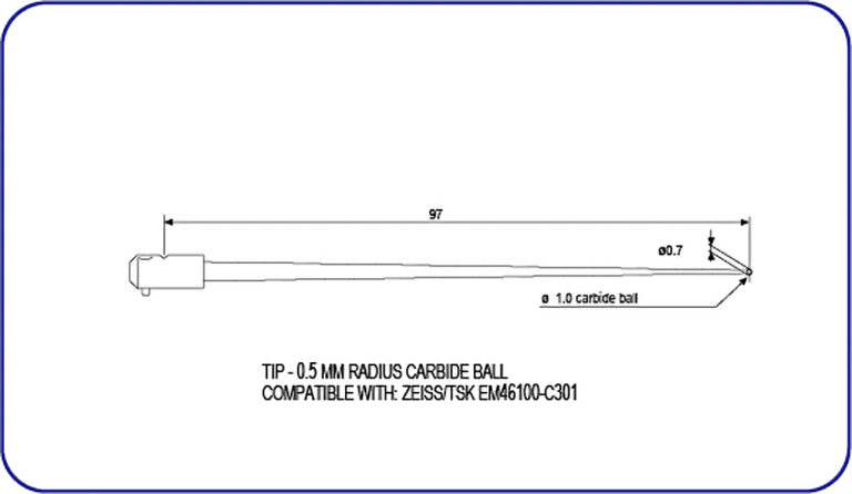 Zeiss, TSK, roundness stylus, EM46100-C301, EMI Gage Replacement Stylus