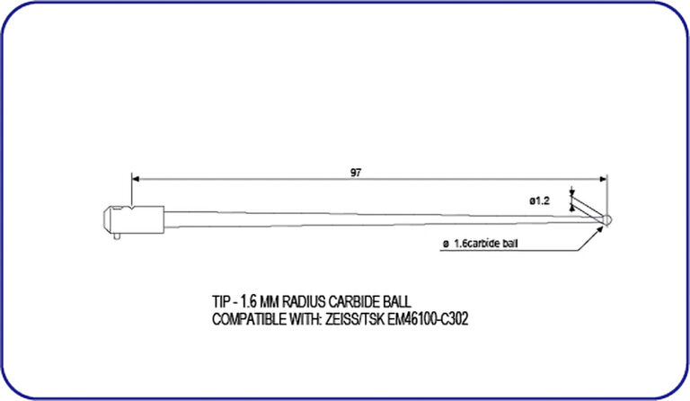 Zeiss, TSK, roundness stylus, EM46100-C302l, EMI Gage Replacement Stylus