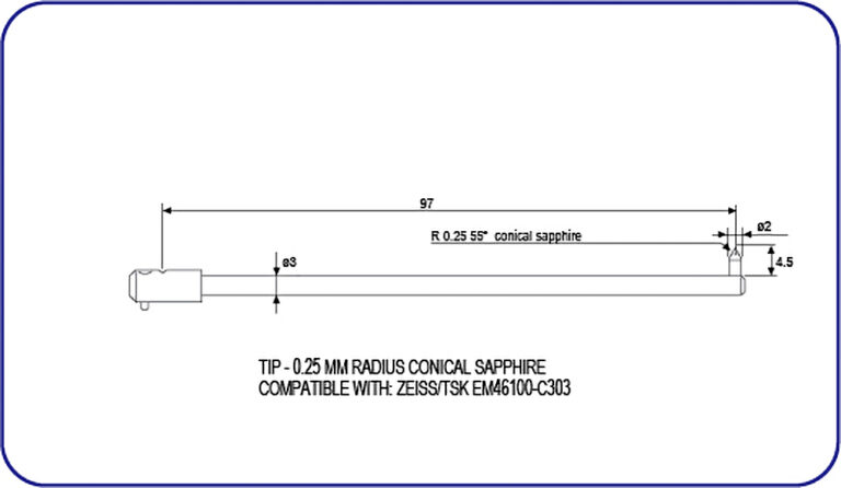 Zeiss, TSK, roundness stylus, EM46100-C303, EMI Gage Replacement Stylus