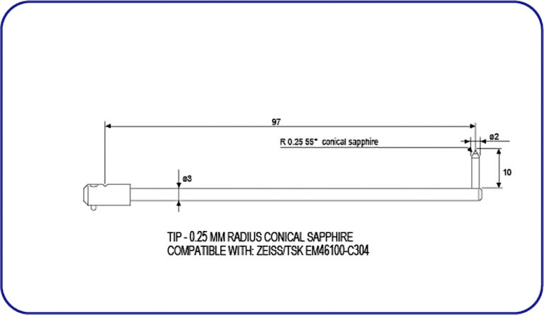 Zeiss, TSK, roundness stylus, EM46100-C304, EMI Gage Replacement Stylus