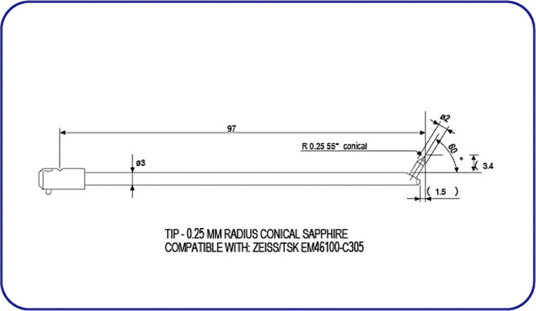 Zeiss, TSK, roundness stylus, EM46100-C305, EMI Gage Replacement Stylus
