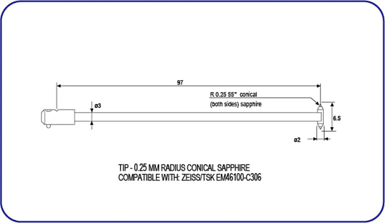 Zeiss, TSK, roundness stylus, EM46100-C306, EMI Gage Replacement Stylus