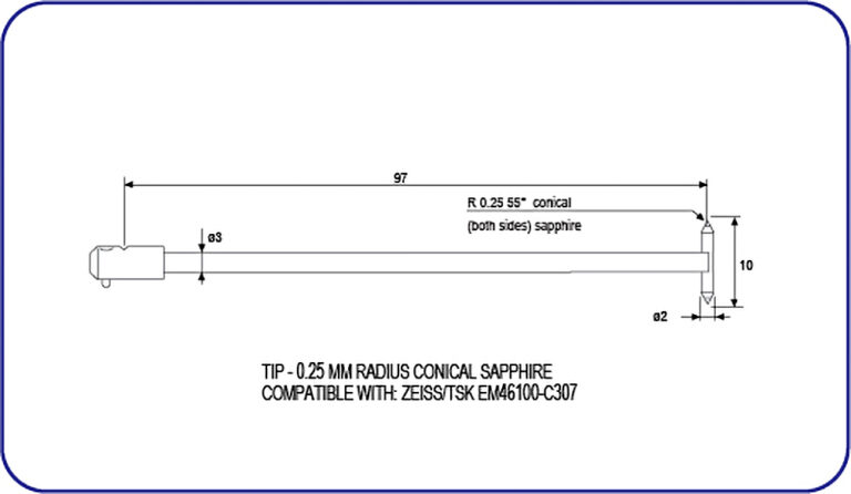 Zeiss, TSK, roundness stylus, EM46100-C307, EMI Gage Replacement Stylus
