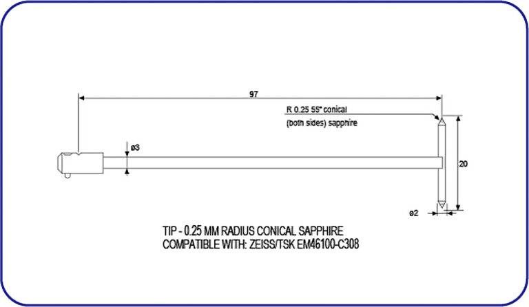 Zeiss, TSK, roundness stylus, EM46100-C308, EMI Gage Replacement Stylus