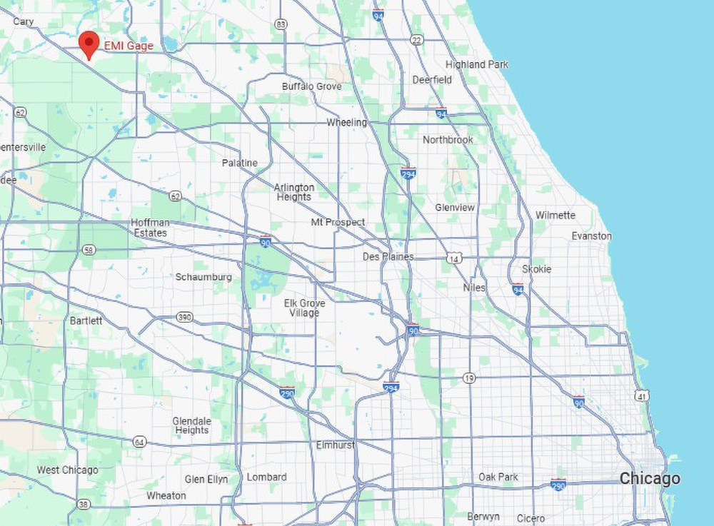 map to EMI Gage main office, Barrington, Illinois